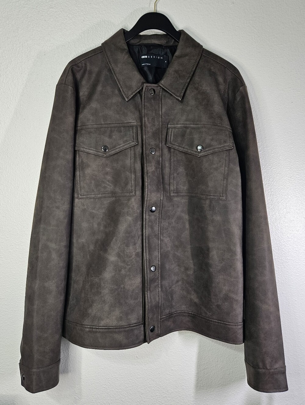 ASOS DESIGN Oversize Faux Leather Western Jacket